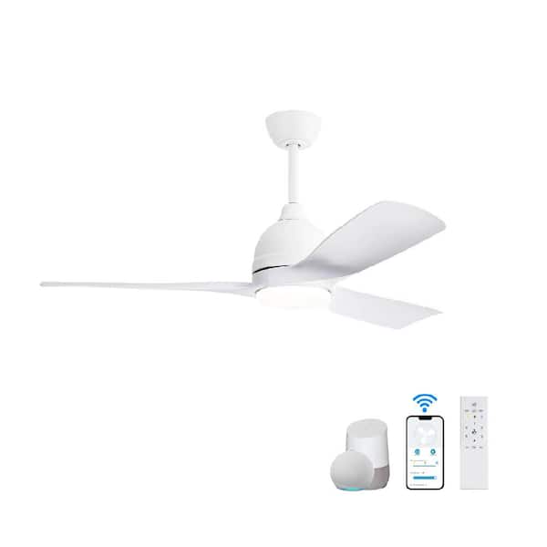 CIPACHO 54.1 in. Indoor White ABS Ceiling Fan with 6-Speed Smart Remote Control Dimmable Reversible DC Motor