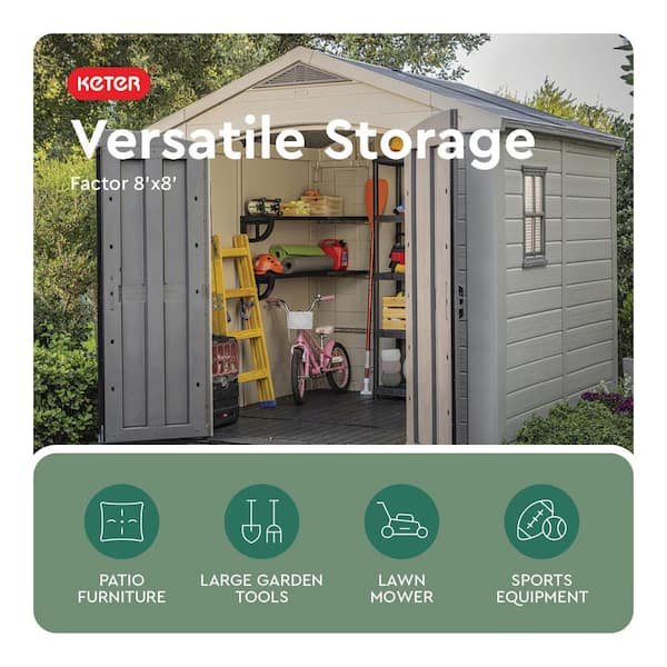 Keter Factor 8 ft. W x 8 ft. D Large Outdoor Durable Resin Plastic