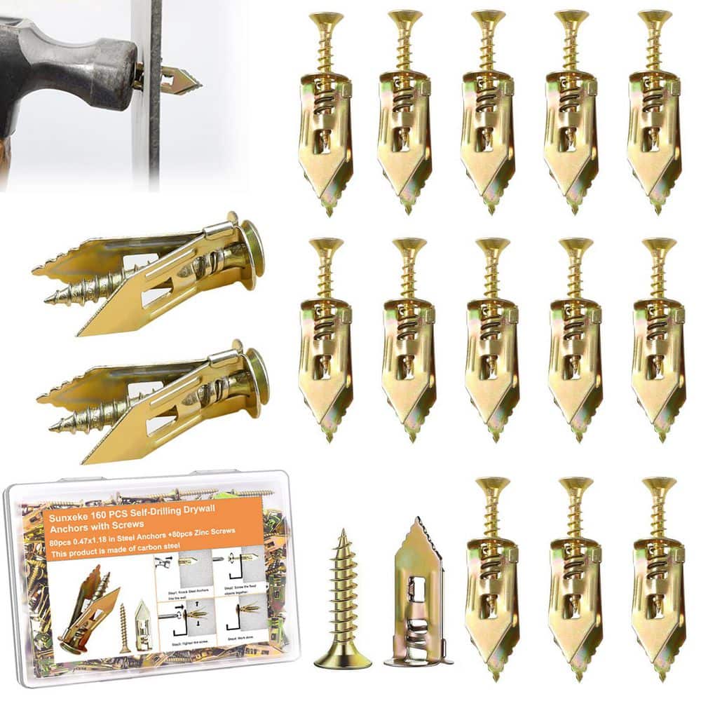 9.72 in. x 8.98 in. x 2.28 in. 1 Gauge Zinc Plated Steel Self Drilling Drywall Anchors Screws Kit for Wall (160-Pack) price history on PriceWatchPro