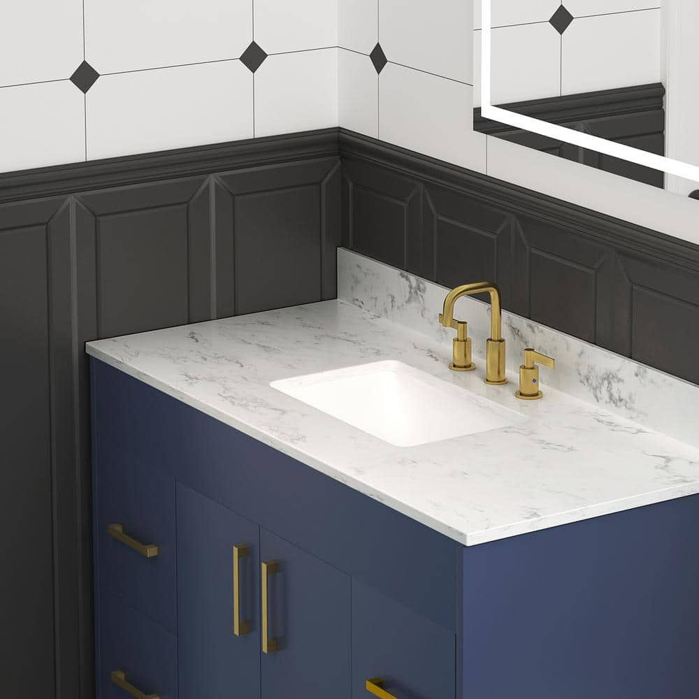 Carrara 43-in White Engineered Marble Vanity Top with Undermount Sink
