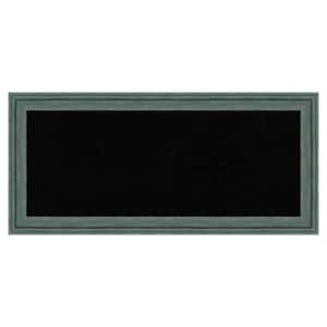 Upcycled Teal Grey Wood Framed Black Corkboard 33 in. x 15 in. Bulletine Board Memo Board
