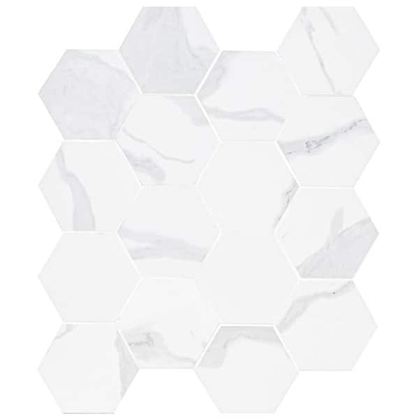 MSI Ader Statuary 3 in. Hexagon 12 in. x 12 in. Matte Porcelain Mesh-Mounted Mosaic Tile (0.84 sq. ft./Each)