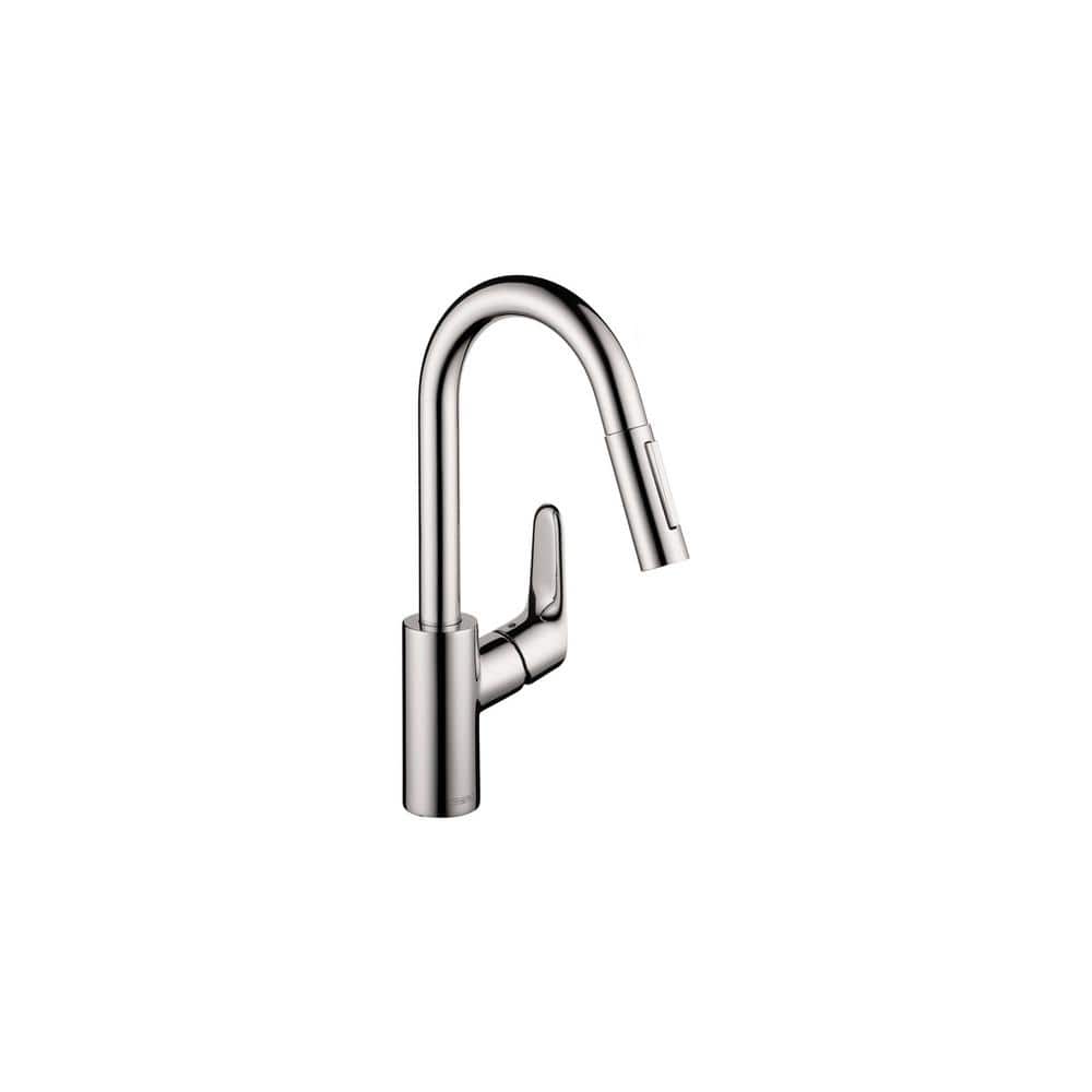 Chrome Pull-Down Single Handle Kitchen Faucet with Spray