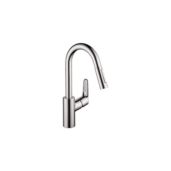 Focus Prep Single-Handle Pull-Down Sprayer Kitchen Faucet in Chrome