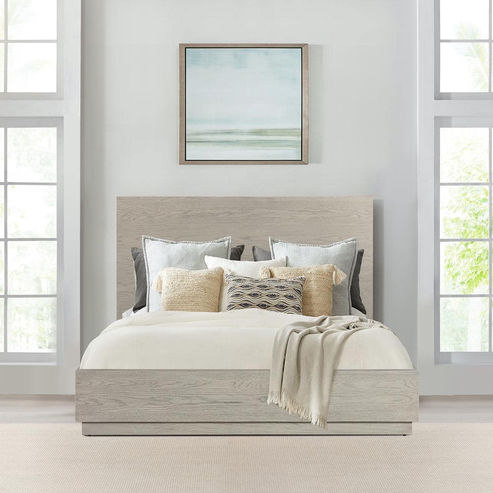 Grey queen platform on sale bed frame