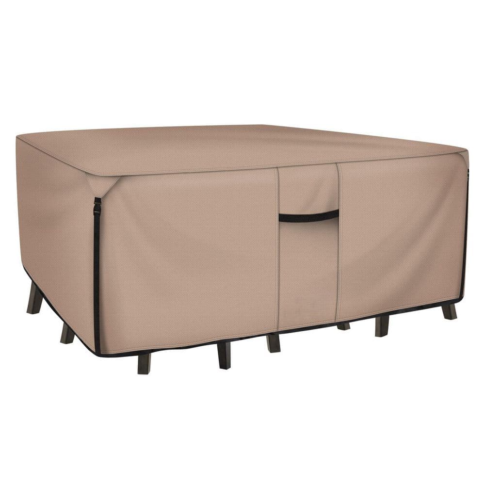 Rectangular Brown Patio Furniture Cover Heavy Duty 600D Waterproof for Table and Chairs, Size 111 L x 74 W x 28 H in. price history on PriceWatchPro