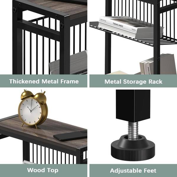 Brown 17 in. x 22.2 in. Wood Freestanding Magazine Rack, (Set of 2