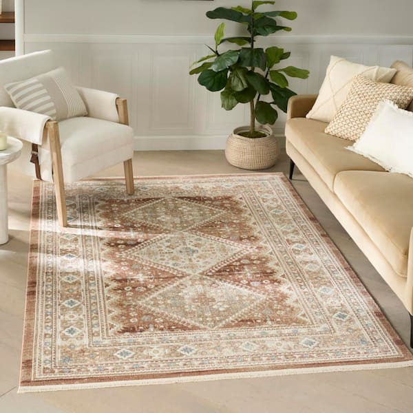 Pardis Rust 4 ft. x 6 ft. Center medallion Traditional Area Rug