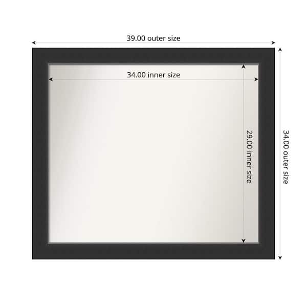 Amanti Art Corvino Black 39 in. x 34 in. Custom Non-Beveled Wood Framed Bathroom Vanity Wall Mirror