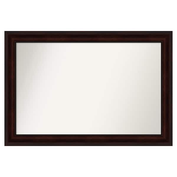 Amanti Art Coffee Bean Brown 41.25 in. x 28.25 in. Custom Non-Beveled Satin Recycled Polystyrene Framed Vanity Wall Mirror