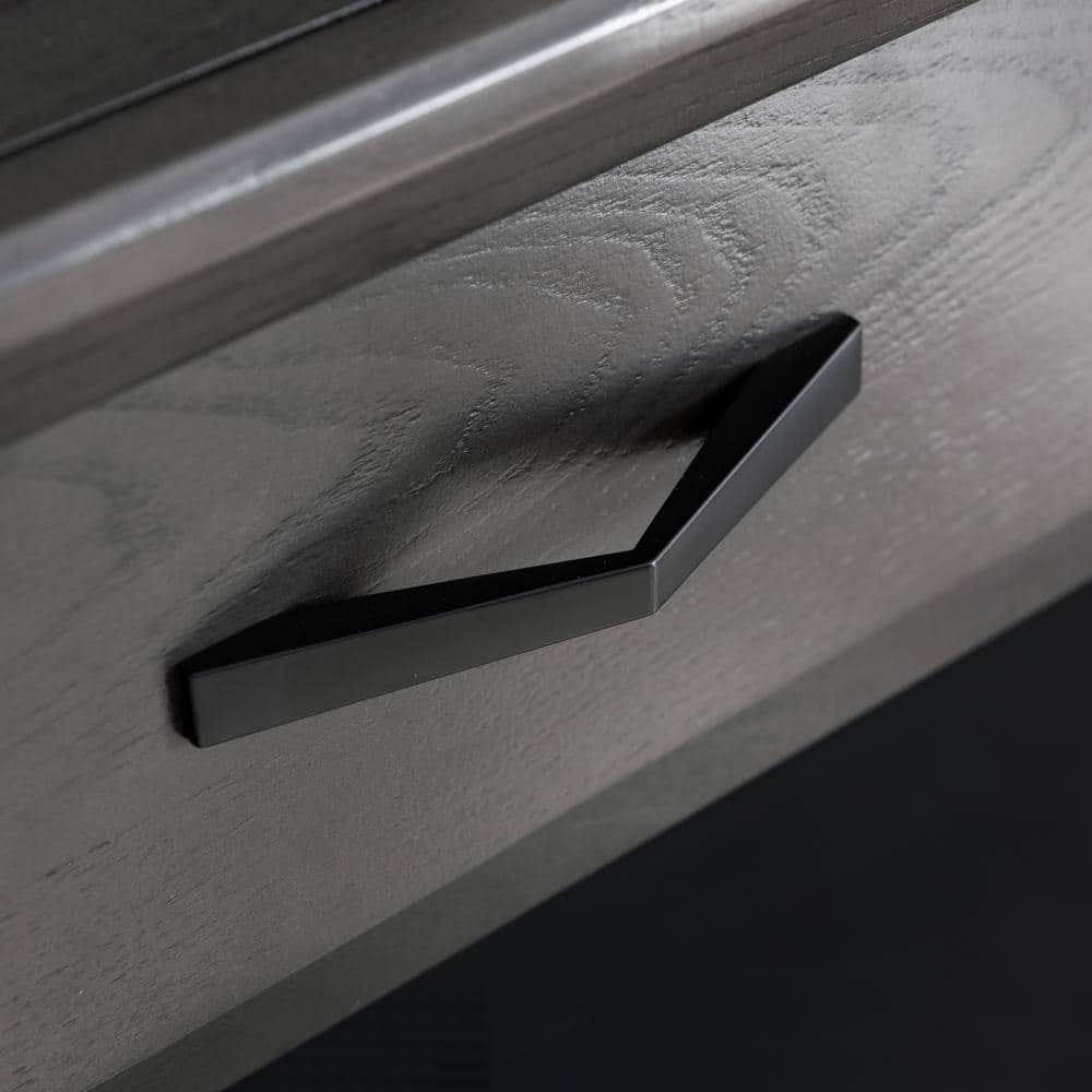 Chisel & Forge Smoke Grey Matte Black Corner Desk with Drawer