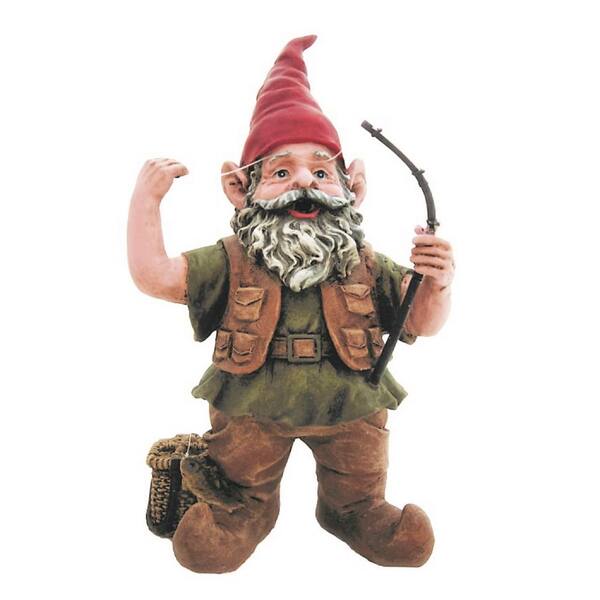 HOMESTYLES 8.5 in. H Fisherman Gnome Holding Fishing Pole Home and Garden Gnome Statue