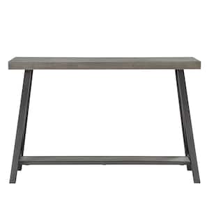 48 in. Gray Standard Rectangle Wood Console Table with Shelf