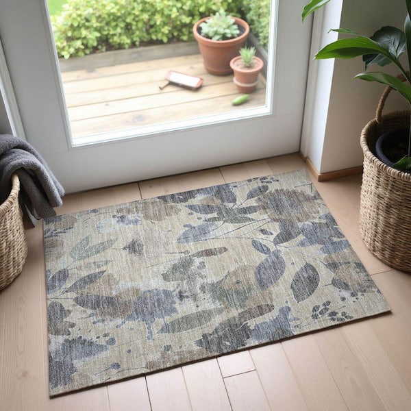 Mayfield Premium Machine Washable Abstract AMF1549 Beige 2 ft. x 3 ft. Area Rug