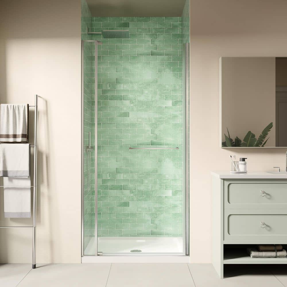 28-32 in. W x 72 in. H Frameless Pivot Shower Door in Brushed Nickel with 1/4 in. Thick Crystal Clear Tempered Glass price history on PriceWatchPro