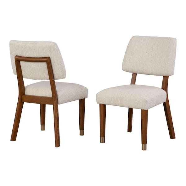 Forma Mid Century Walnut Fabric Upholstered Dining Chair with Gold-Capped Legs (Set of 2)