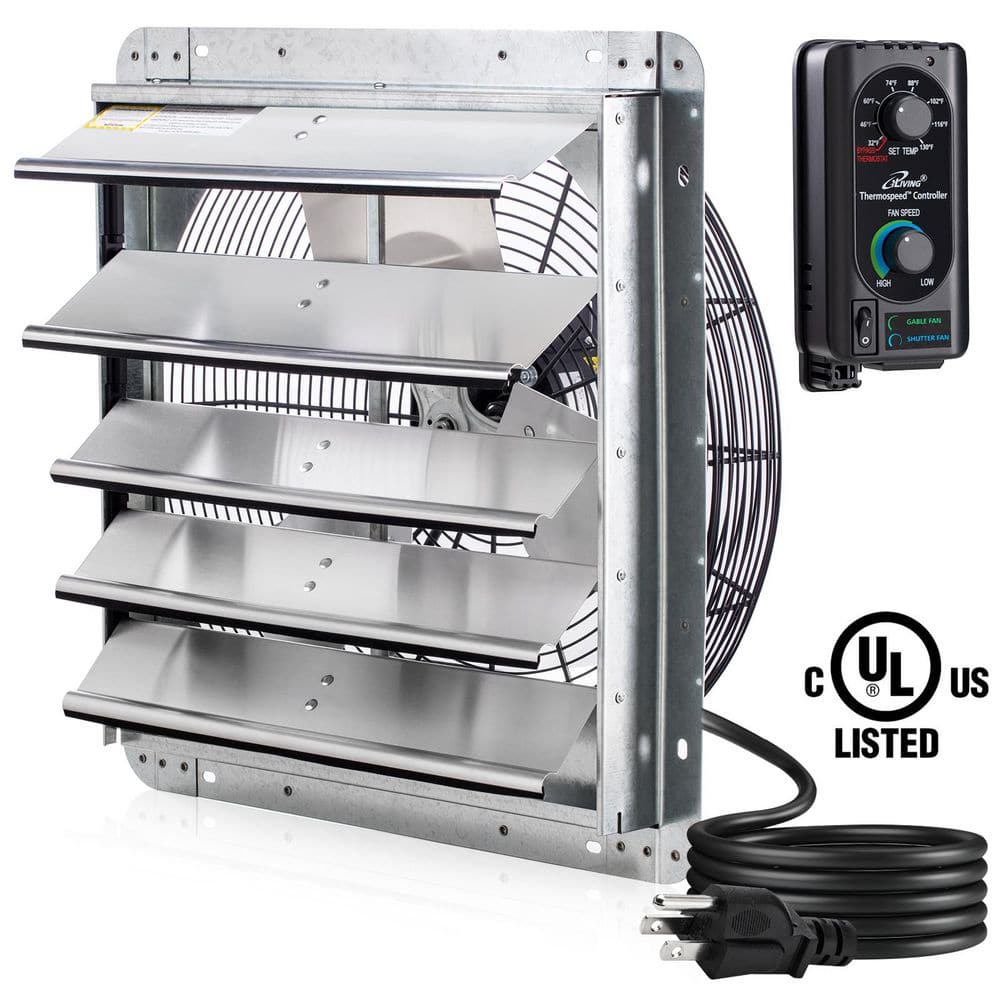 iLIVING 18 in. Wall Mounted Shutter Exhaust Fan, Automatic Shutter