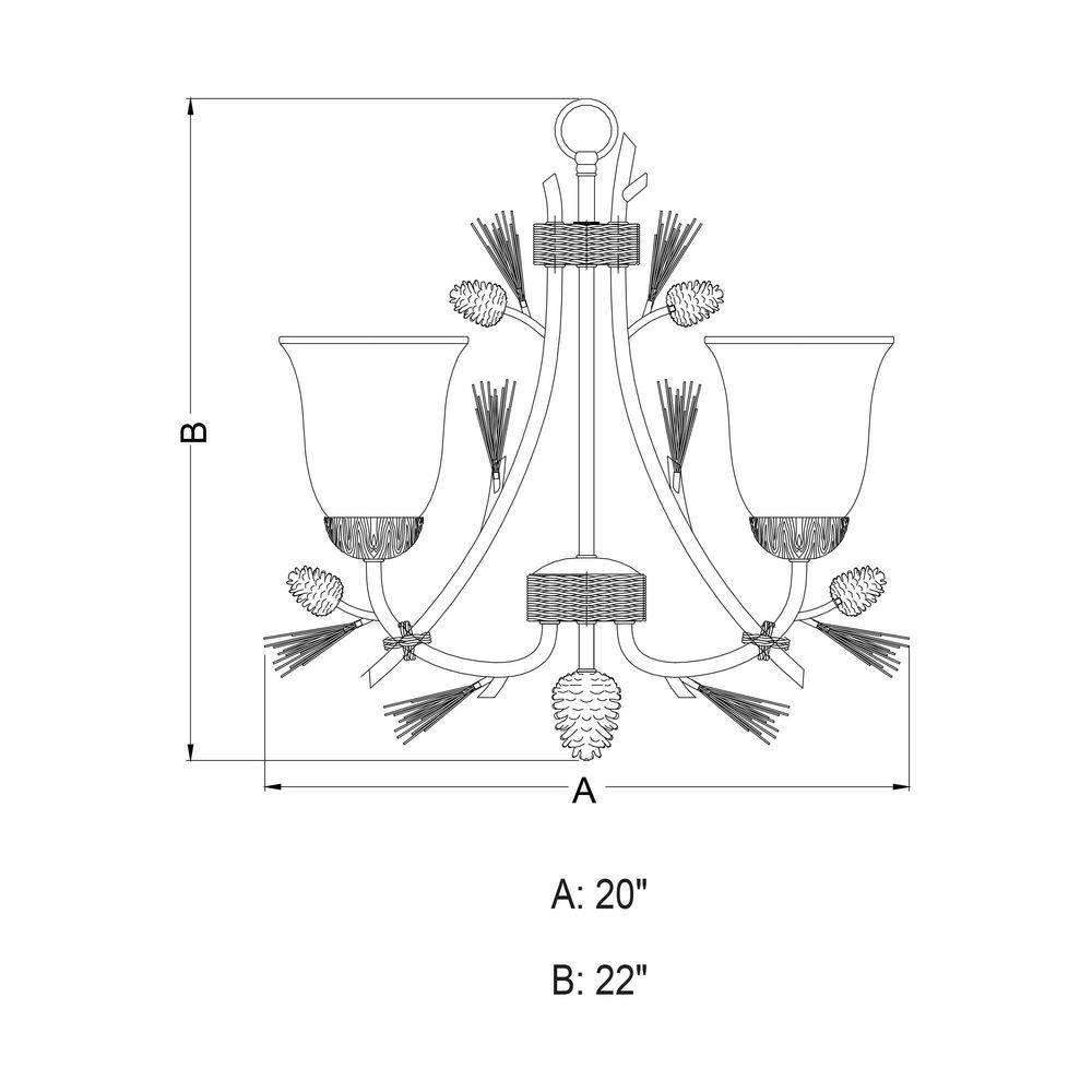 Sierra Mini 3-Light Chandelier in Black Walnut with Frosted Glass