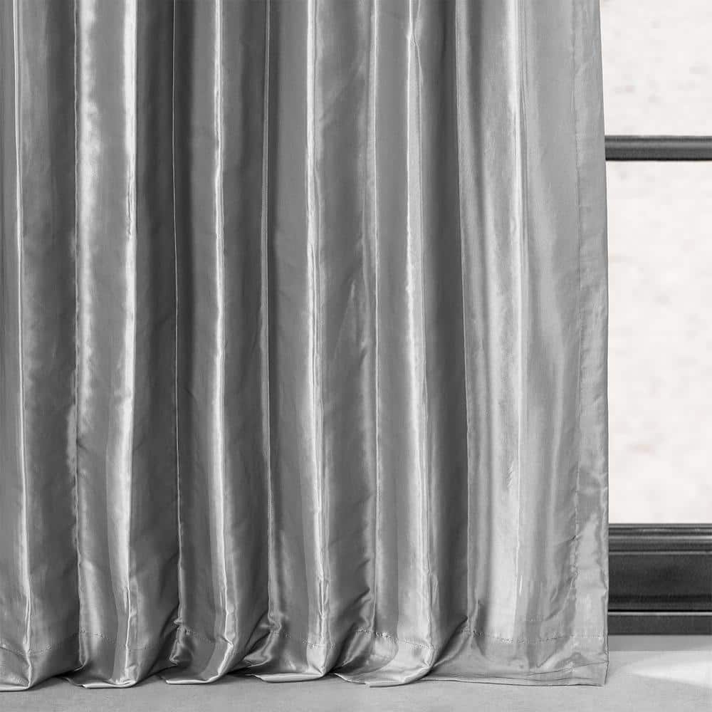 Platinum Blackout Faux Silk Taffeta Curtain Panel, 50W X 120L