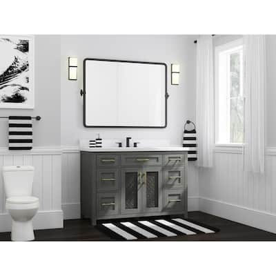 Erinton 48 in. W x 21 in. D Vanity in Antique Grey with Engineered Stone Vanity Top in White with White Basin