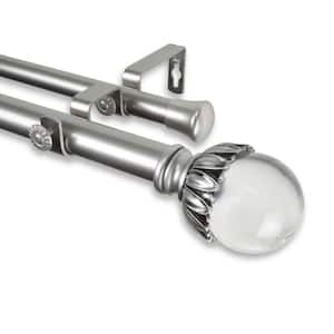 66 in. - 120 in. Telescoping 1 in. Double Curtain Rod Kit in Satin Nickel with Pixie Finial