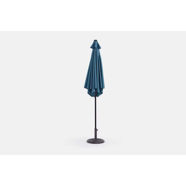 LIVING ACCENTS 9 ft. Market Hattington Tiltable Patio Umbrella in Blue