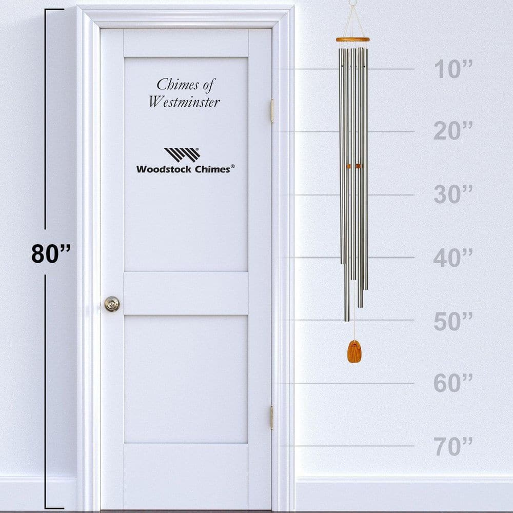 Westminster Chimes of Celebration 57'' Silver Aluminum Wind Chime