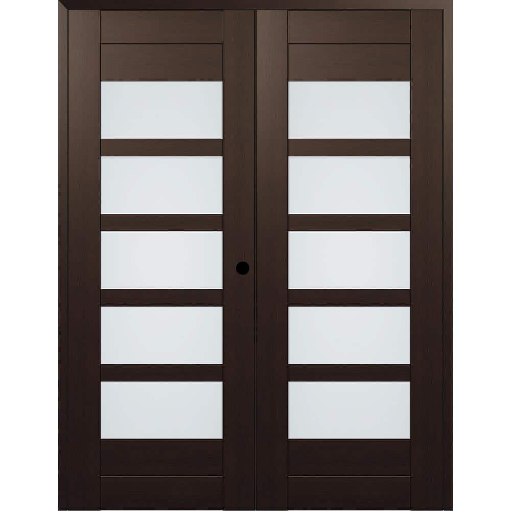 07-07 64 in. x 84 in. Left Active 5-Lite Frosted Glass Vera Linga Oak Wood Composite Double Prehung Interior Door price history on PriceWatchPro