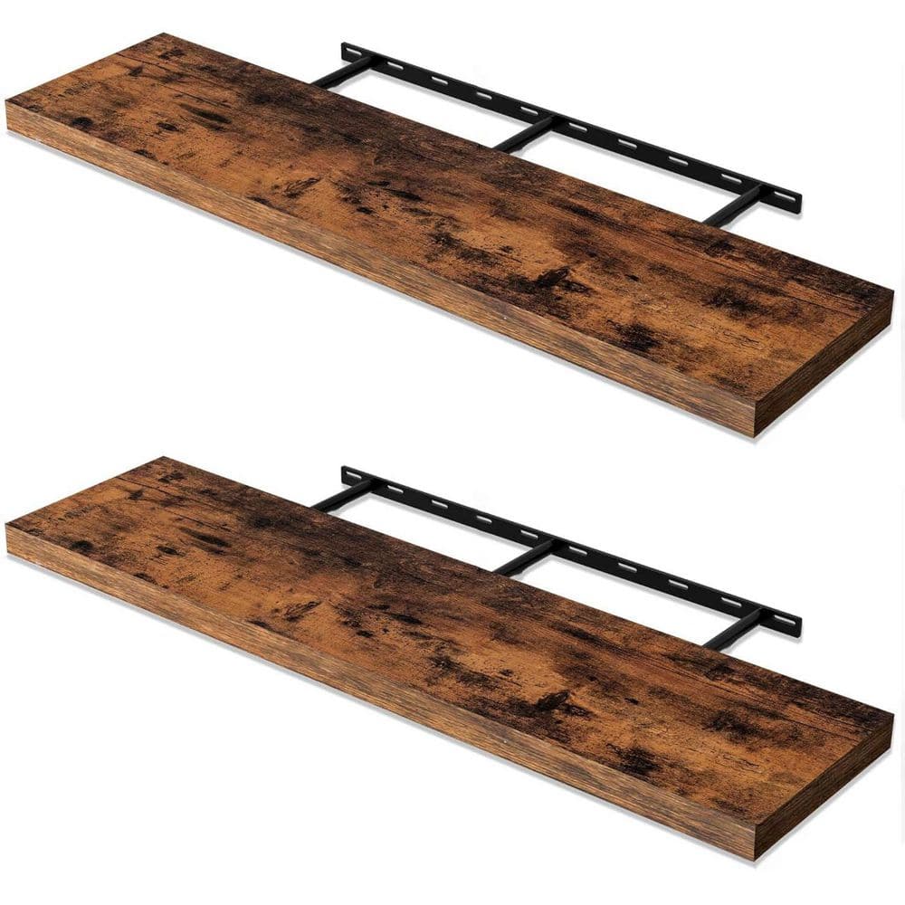 36 in. W x 12 in. D Rustic Brown Floating Shelves Decorative Wall Shelf 2-P