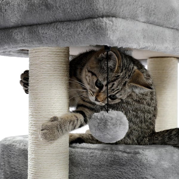 Foobrues Small Cat Tree for Indoor Cats Polyester Plush Cat Tower with  Beige Condos, Spacious Perch, Scratching Sisal Posts L-W79633968 - The Home  Depot