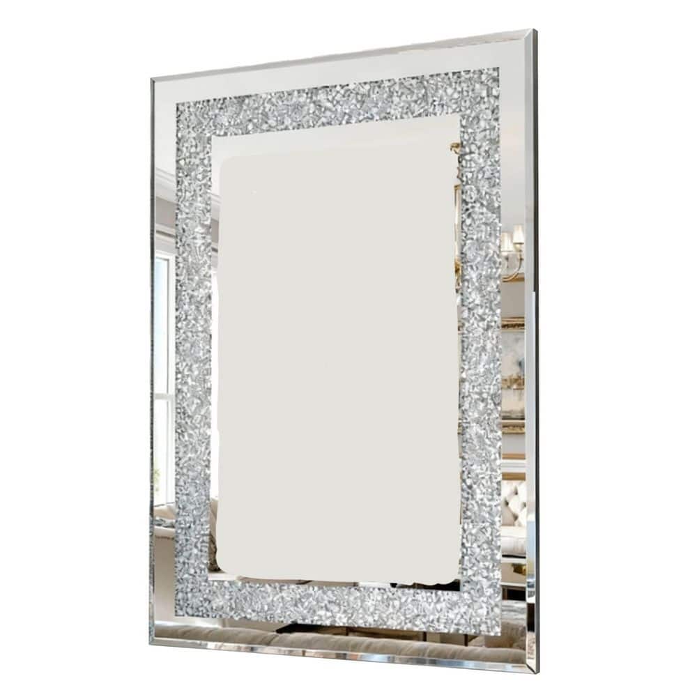 Silver 36 in. W x 24 in. H Modern Rectangle Metal Framed Mirror with Sparkling Diamond-Cut Beveled Edge price history on PriceWatchPro
