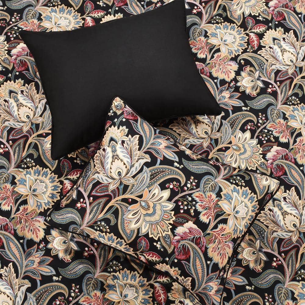 Full Black Polyester 3-Piece Comforter Set