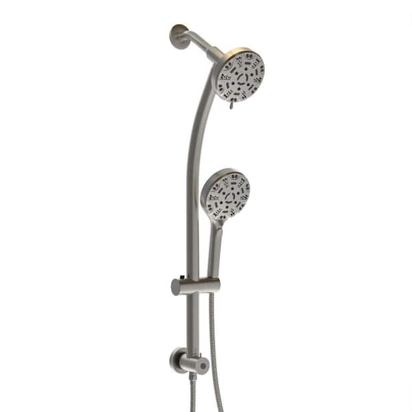 Unbranded 8-Spray 4.7 in. Wall Mount Dual Fixed and Handheld Shower Head, Hand Shower with Hose 1.8 GPM in Brushed Nickel