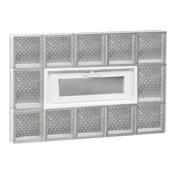 Clearly Secure 28.75 in. x 19.25 in. x 3.125 in. Frameless Diamond Pattern Vented Glass Block Window