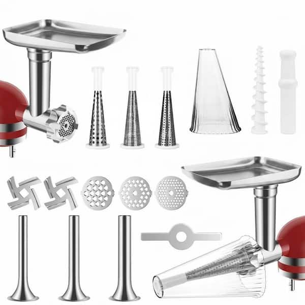 Food Grade Meat Grinder and Fruit Vegetable Strainer Attachment Stand Mixer with Sausage Stuffer Tubes Kit