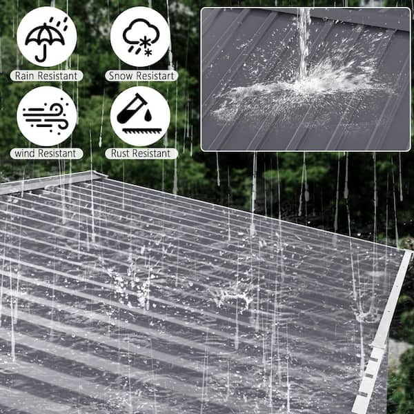 Misopily 8 ft. x 12 ft. Dark Gray Heavy Duty Metal Shed Tool with