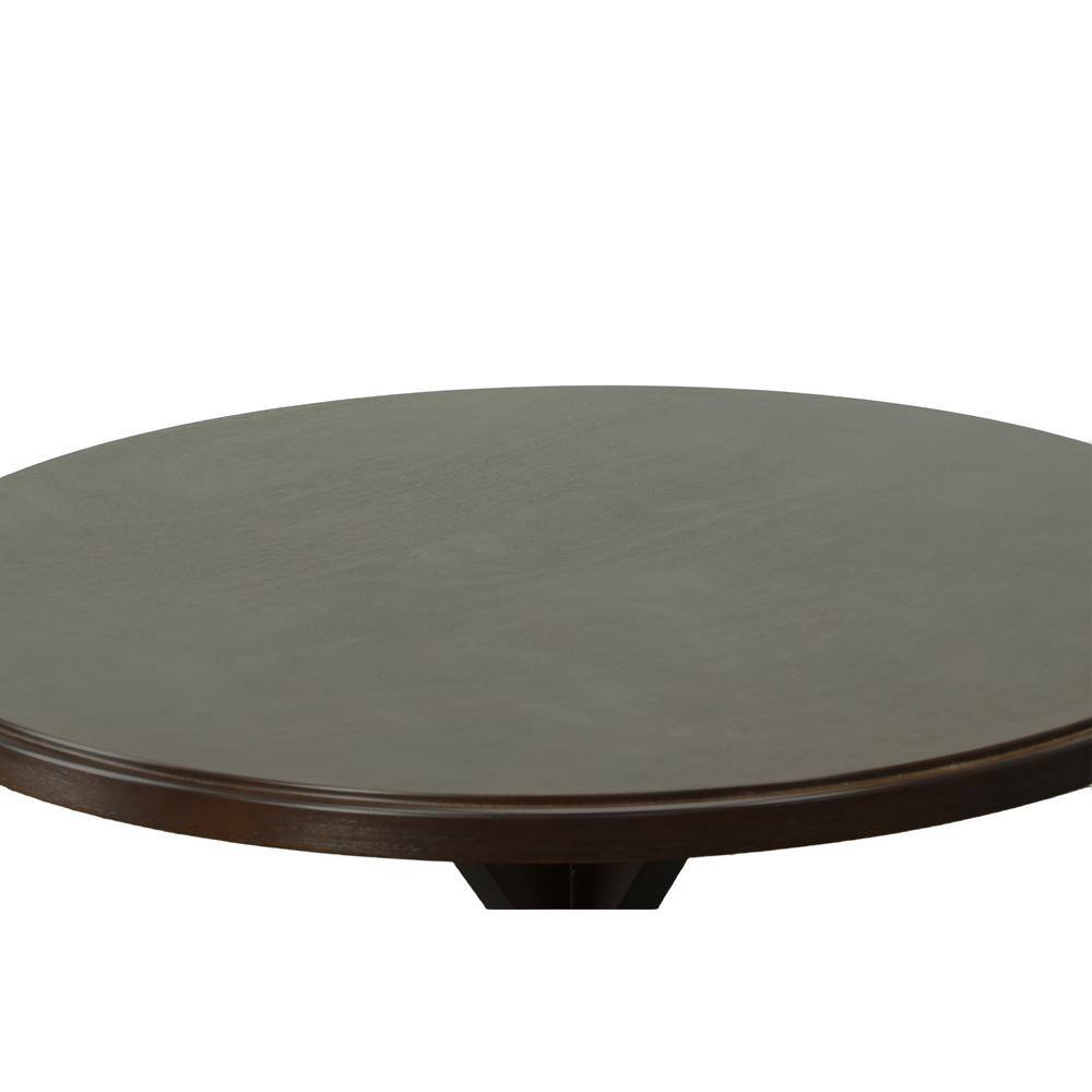 Espresso Round Wood Farmhouse Dining Table with X-Base