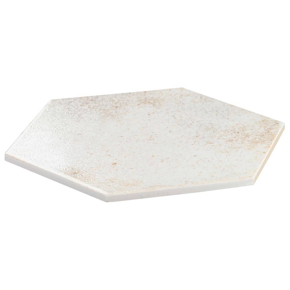 Mandalay Hex White Polished Porcelain Floor and Wall Tile