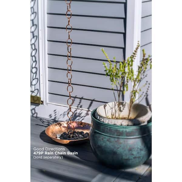 Good Directions 100% Pure Copper Chain Link Rain Chain, 8-1/2 ft. Long,  Large Links, Replaces Gutter Downspout 485P-8 The Home Depot