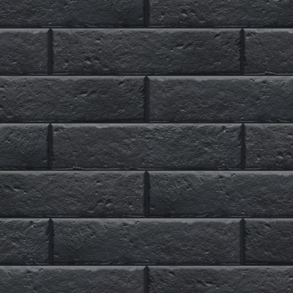 Merola Tile Brooklin Brick Black 2-3/8 in. x 9-1/2 in. Porcelain Floor and Wall Take Home Tile Sample
