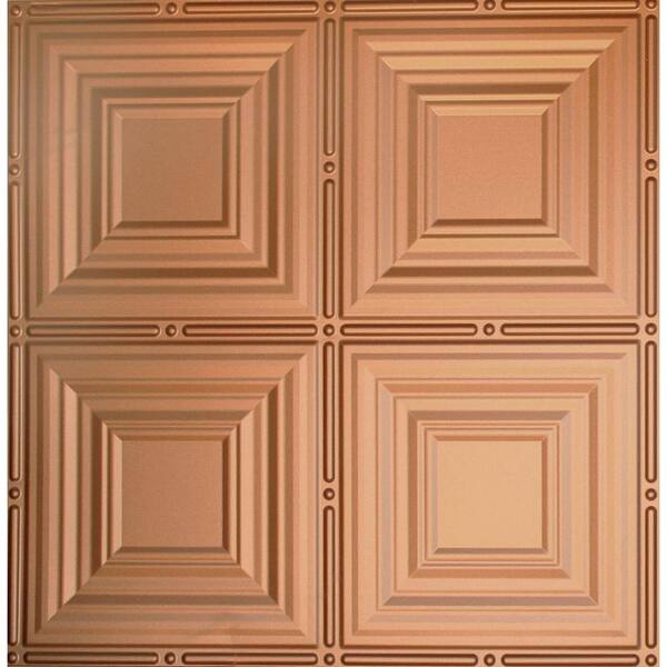 Global Specialty Products Dimensions 2 ft. x 2 ft. Copper Lay-in Tin Ceiling Tile for T-Grid Systems