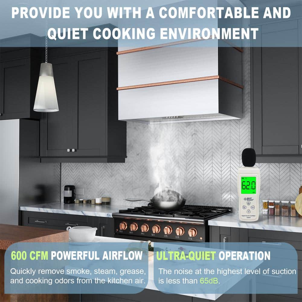 30-Inch Stainless Steel and Copper Wall-Mounted Range Hood