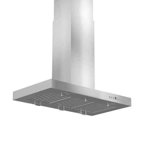 DKB 30 Inch Island Range Hood In Brushed Stainless Steel With 600 CFM