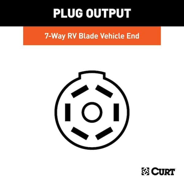 CURT Custom Vehicle-Trailer Wiring Harness, 7-Way RV Blade Output, Select Ford Ranger, Quick Electrical Wire T-Connector