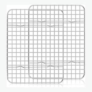 Stainless Steel Silver Cooling Rack Set Mini Wire Oven Baking Racks for Bacon Bread Pizza Cooking 2 Pack