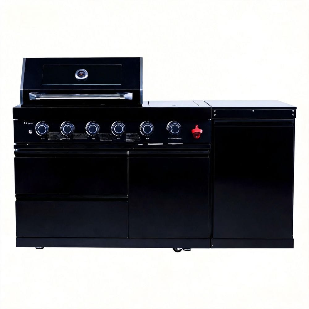 4-Burner Propane Outdoor Kitchen Grill Island with Side Burner, Rotisserie, Fridge and Granite Top in Stainless Steel price history on PriceWatchPro