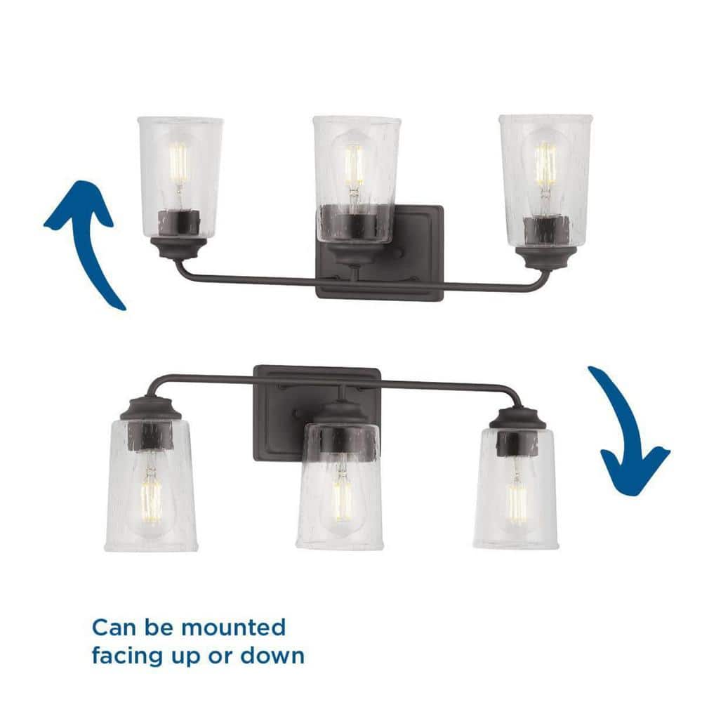 Evangeline 23" Modern Bronze 3-Light Bathroom Vanity Fixture with Clear Glass Shades