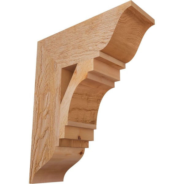 Ekena Millwork 6 in. x 22 in. x 18 in. Western Red Cedar Merced Traditional Rough Sawn Bracket