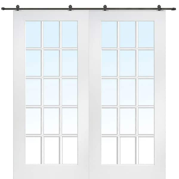 Window Pane French Double Sliding Barn Door