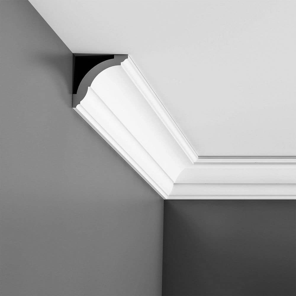 Primed White Polystyrene Crown Moulding Sample, 4 in. Length